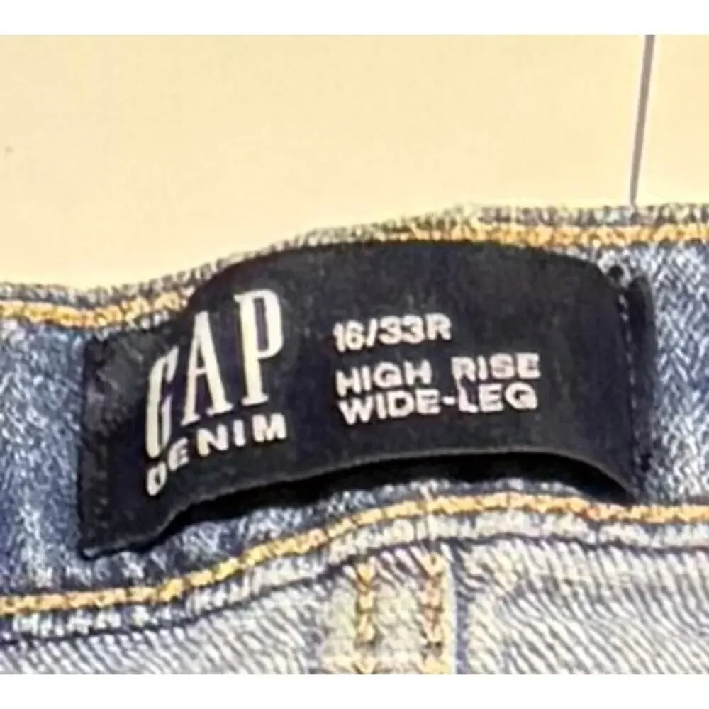 GAP Denim Women's High Rise Wide-Leg Jeans (Medium Wash, Size 16/33R)
